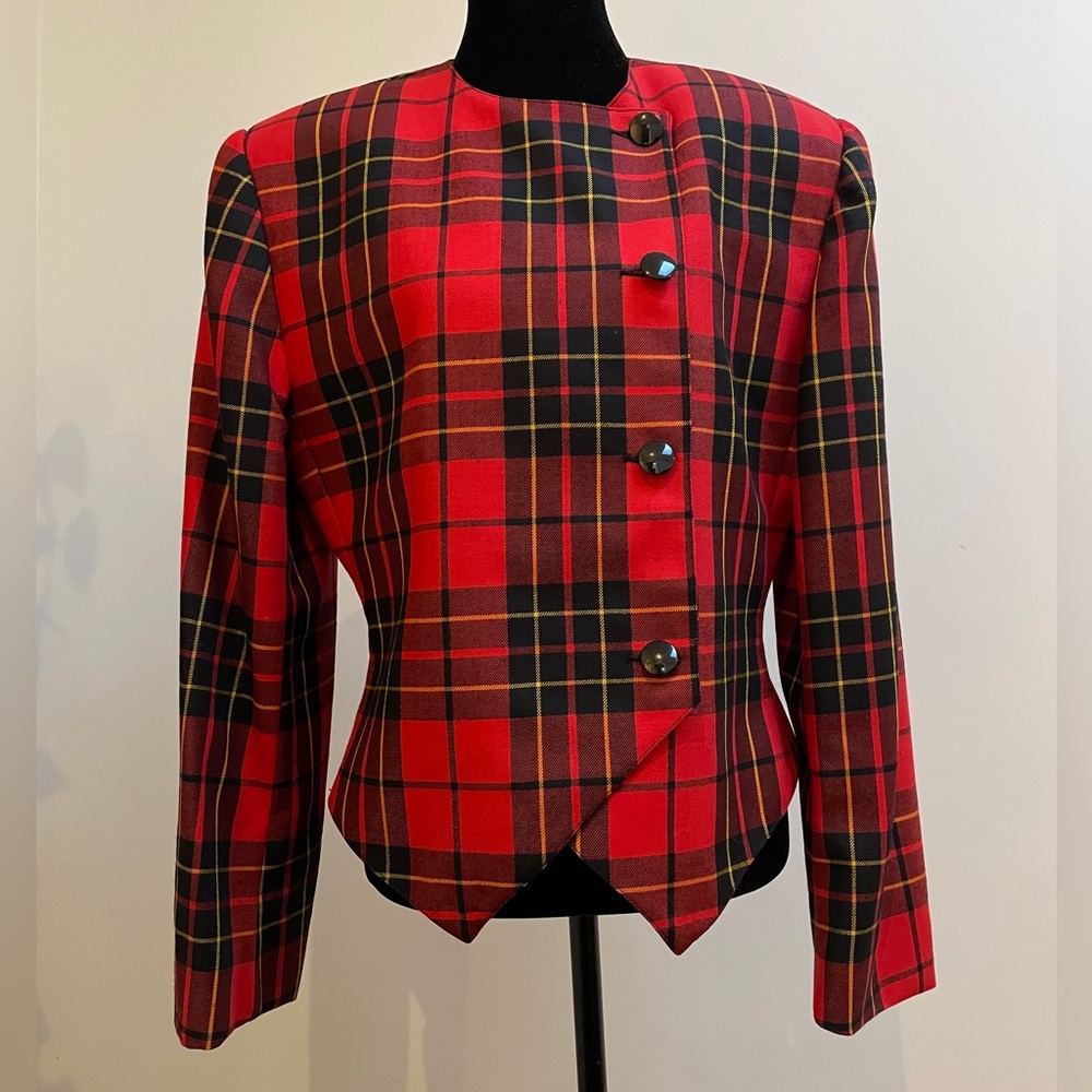 Totally 80s Vintage Red Tartan Wool Blazer by PSI Alvin Bell – Made in Canada